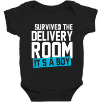 Survived The Delivery Room It's A Boy Funny Baby Bodysuit | Artistshot