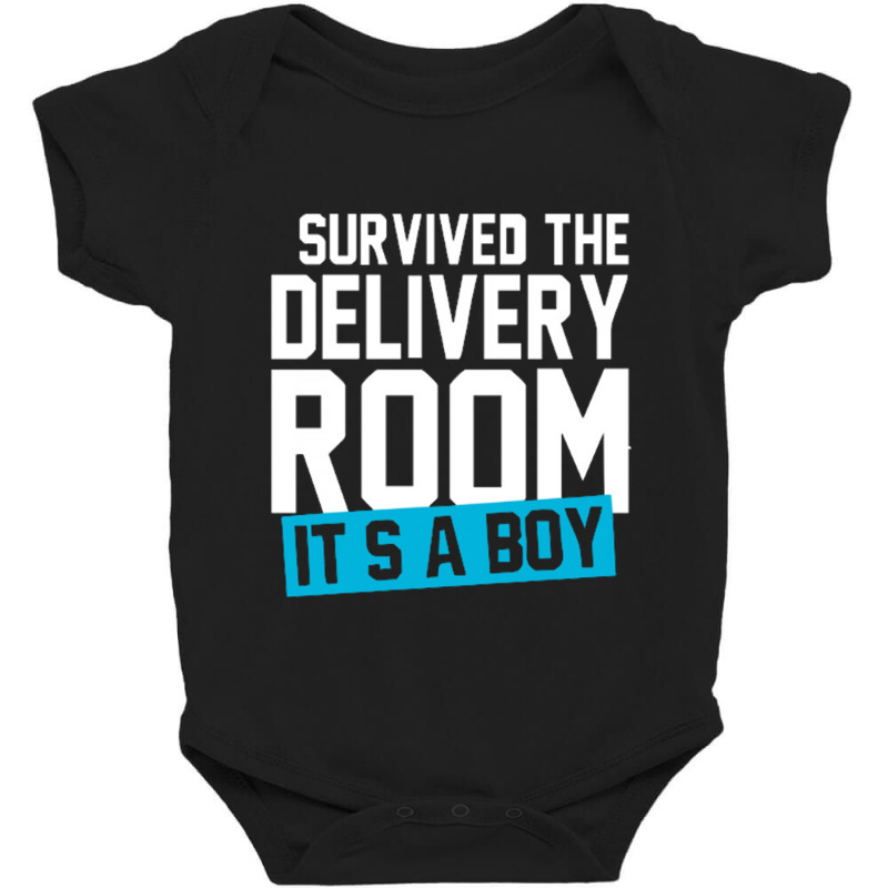 Survived The Delivery Room It's A Boy Funny Baby Bodysuit by saterseim | Artistshot