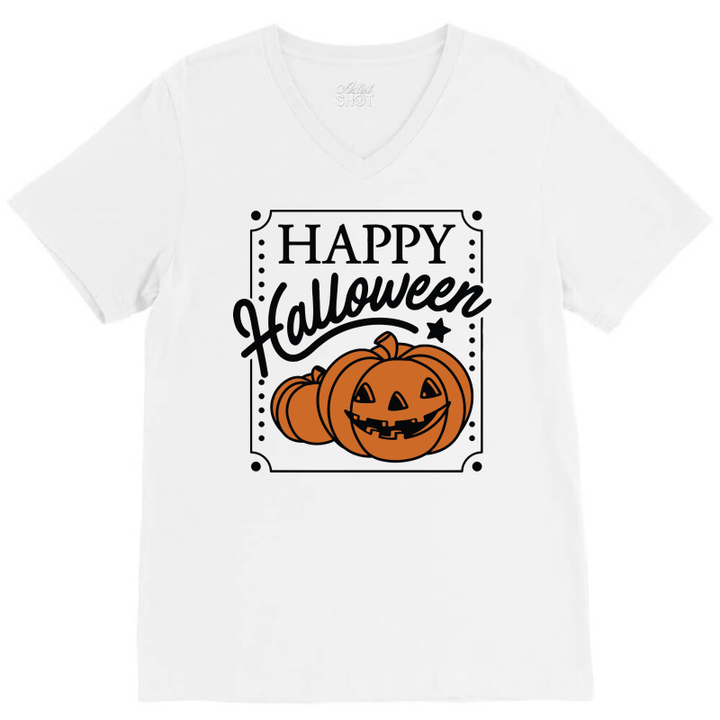 Happy Halloween Pumpkins V-Neck Tee by Nitastudioz | Artistshot