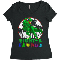 Dinosaur 8 Year Old Dinosaur Birthday 8th T Rex Dino Eight Saurus Women's Triblend Scoop T-shirt | Artistshot