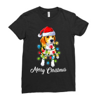 Beagle Funny Beagle Dog Tree Christmas Lights Xmas Pajama Matching 518 Ladies Fitted T-shirt | Artistshot