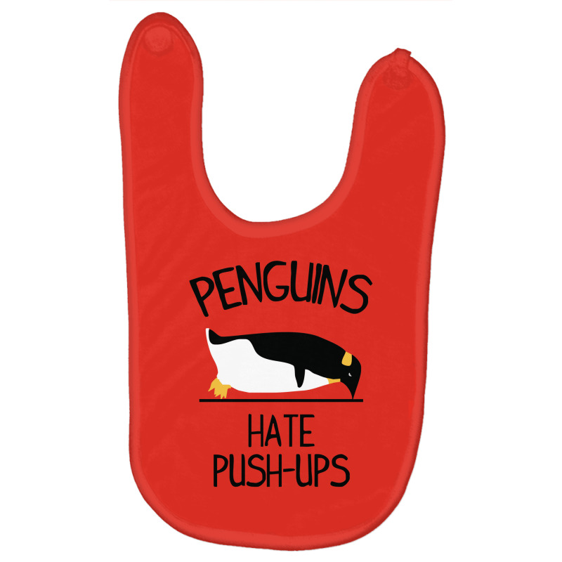 Penguin Hates Push Ups Baby Bibs by heart eye | Artistshot