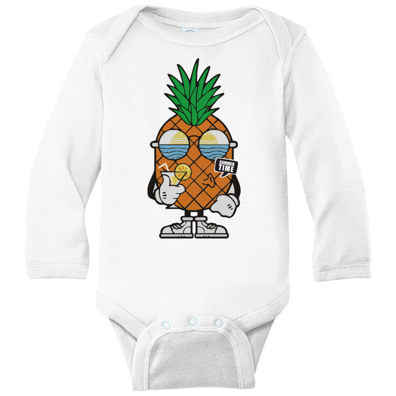 Pineapple Summer Funny Long Sleeve Baby Bodysuit by heart eye | Artistshot