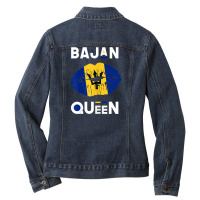 Womens Bajan Queen Shirt Barbados Flag Lips Barbadian Pride T Shirt Ladies Denim Jacket | Artistshot