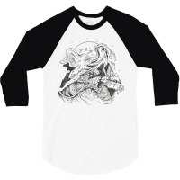 Elephant Landscape Japanese Wave Nature Aesthetic Graphic T Shirt 3/4 Sleeve Shirt | Artistshot