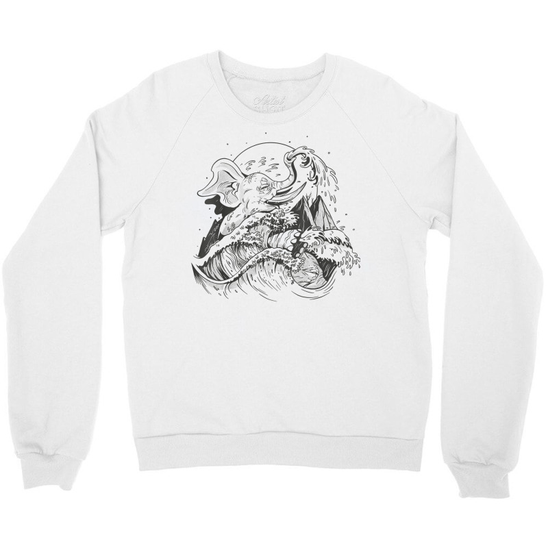 Elephant Landscape Japanese Wave Nature Aesthetic Graphic T Shirt Crewneck Sweatshirt | Artistshot