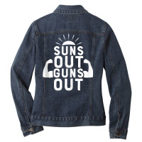 Suns Out Guns Out Funny Beach Summer Vacation For Men Women Tank Top Ladies Denim Jacket | Artistshot