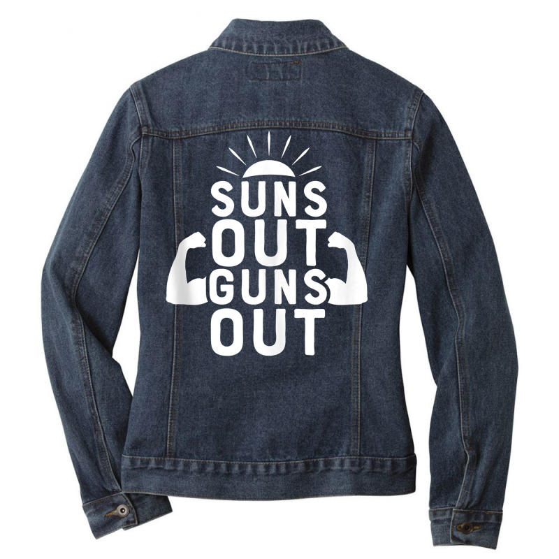 Suns Out Guns Out Funny Beach Summer Vacation For Men Women Tank Top Ladies Denim Jacket by kadrienstang | Artistshot