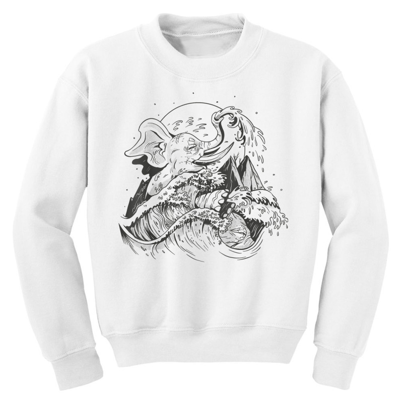 Japanese Wave Elephant Nature Landscape Aesthetic Graphic T Shirt Youth Sweatshirt | Artistshot