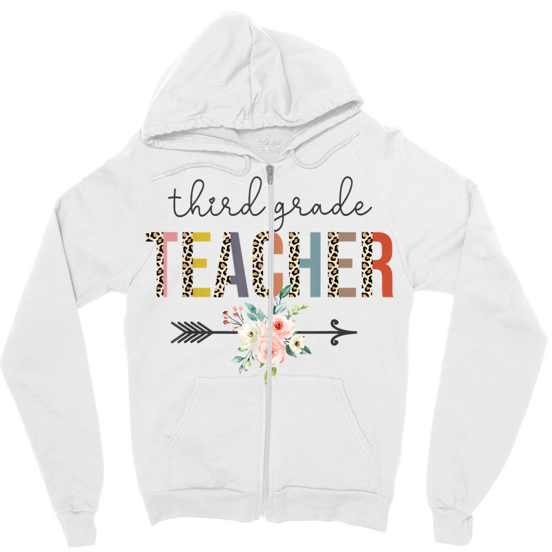 Third Grade Teacher Leopard Teacher's Day Back To School T Shirt Zipper Hoodie | Artistshot