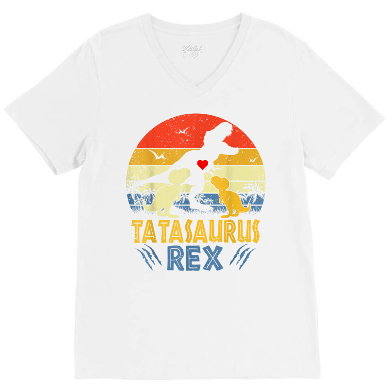 Tata Saurus T Rex Dinosaur Tata 2 Kids Family Matching T Shirt V-neck Tee | Artistshot