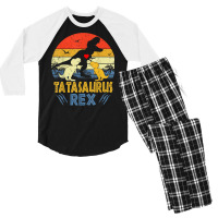 Tata Saurus T Rex Dinosaur Tata 2 Kids Family Matching T Shirt Men's 3/4 Sleeve Pajama Set | Artistshot