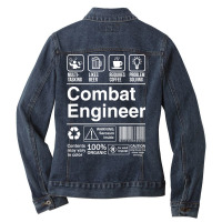 Combat Engineer Product Label Ladies Denim Jacket | Artistshot