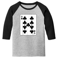 Nine Of Clubs Playing Card T Shirt Poker Player Costume Youth 3/4 Sleeve | Artistshot