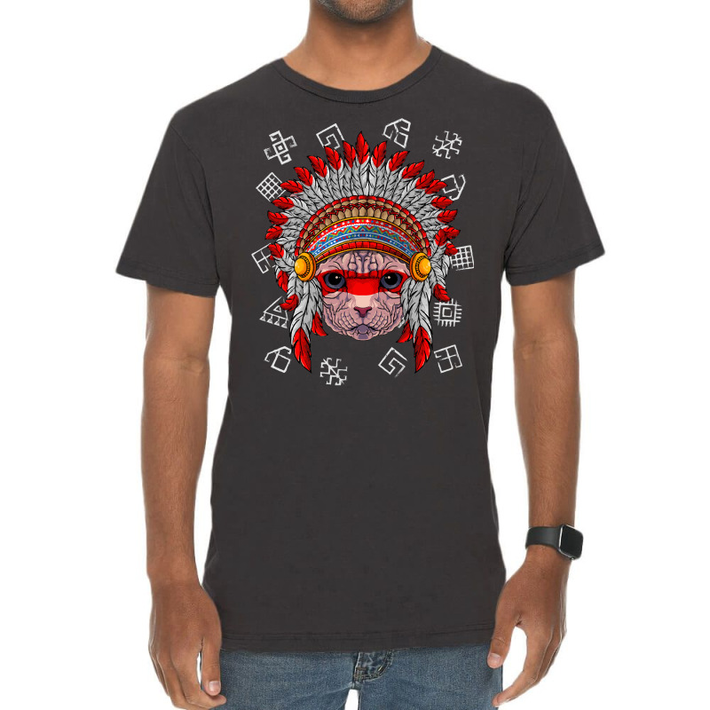 Indigenous Sphynx T  Shirt Indigenous Sphynx Native American Cat India Vintage T-Shirt by candlegoodwill | Artistshot