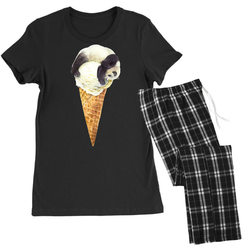 Panda On A Vanilla Ice Cream Cone T  Shirt Panda Cone Ice Cream T  Shi Women's Pajamas Set by thymeartiste | Artistshot