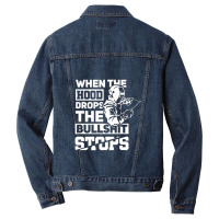 When The Hood Drops Funny Welder Gift Pipeliner Welding Men Denim Jacket | Artistshot