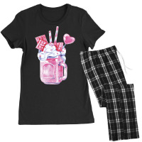 Pink Valentine Smoothie T  Shirt Strawberry Pink Milkshake T  Shirt Women's Pajamas Set | Artistshot