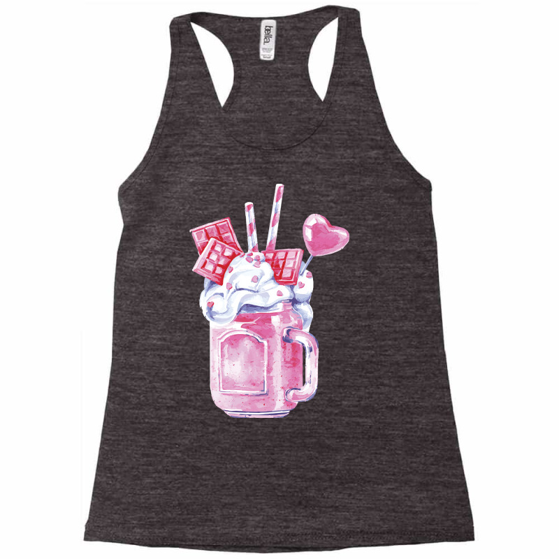 Pink Valentine Smoothie T  Shirt Strawberry Pink Milkshake T  Shirt Racerback Tank by thymeartiste | Artistshot