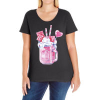 Pink Valentine Smoothie T  Shirt Strawberry Pink Milkshake T  Shirt Ladies Curvy T-shirt | Artistshot