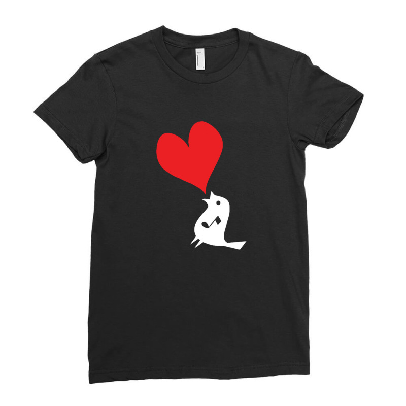 Bird Love Heart Animal Graph Note Music Party Pop Art Gift Ladies Fitted T-Shirt by michaelnaher | Artistshot