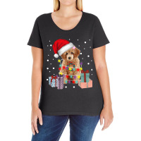 Poodle Dog Dog Christmas Light Santa Hat Matching Family Xmas 8 Ladies Curvy T-shirt | Artistshot