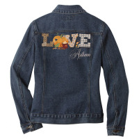 Autumn Season T  Shirt Love Autumn Patchwork T  Shirt Ladies Denim Jacket | Artistshot