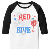 Womens Woman Red Wine And Blue Bling Rhinestone 4th Of July V Neck T S Youth 3/4 Sleeve | Artistshot