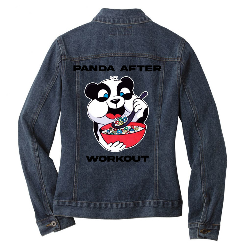 Panda Working Out Ladies Denim Jacket by frizidan | Artistshot