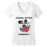 Panda Working Out Women's V-neck T-shirt | Artistshot