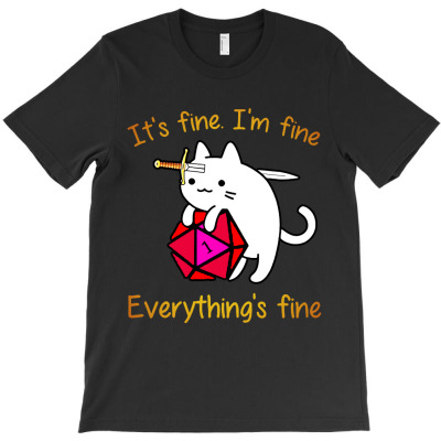 Everything Is Fine Cat Dice Essential T-shirt Designed By Winda Amelia