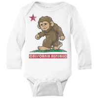 California Republic Bigfoot Flag Sasquatch Squatch Funny T Shirt Long Sleeve Baby Bodysuit | Artistshot