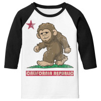 California Republic Bigfoot Flag Sasquatch Squatch Funny T Shirt Youth 3/4 Sleeve | Artistshot