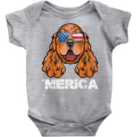 Cocker Spaniel Sunglasses American Usa Flag 4th Of July T Shirt Baby Bodysuit | Artistshot