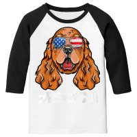 Cocker Spaniel Sunglasses American Usa Flag 4th Of July T Shirt Youth 3/4 Sleeve | Artistshot