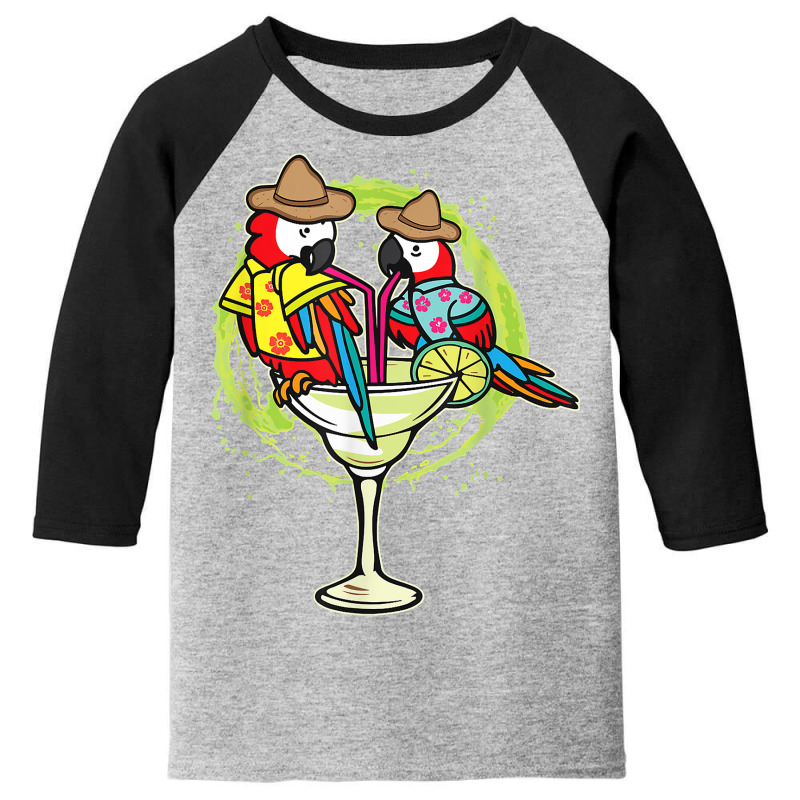 Parrots Drinking Margarita Hawaiian Birds T Shirt Youth 3/4 Sleeve by shoaibmolleda | Artistshot