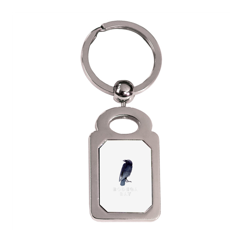 Bodega Bay Crow, Corvid, Raven Lovers, Birders Souvenir Raglan Basebal Silver Rectangle Keychain | Artistshot