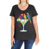 Parrots Drinking Margarita Tropical Vacation Hawaiian Birds Pullover H Ladies Curvy T-shirt | Artistshot