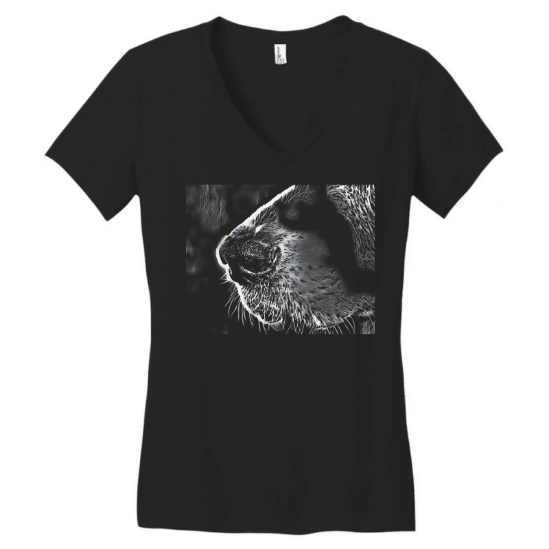 Dog Nose T  Shirt Dog Nose Sketch Drawing Over Photo In Black And Whit Women's V-Neck T-Shirt by wardnoemie381 | Artistshot