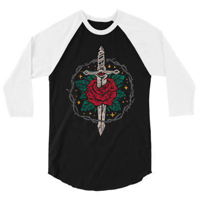 Dagger And Roses 3/4 Sleeve Shirt Designed By Roger