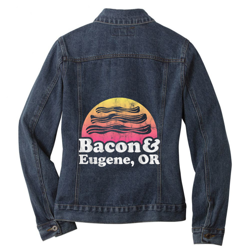 Bacon And Eugene, Or Or Oregon Ladies Denim Jacket by daniellepaine | Artistshot