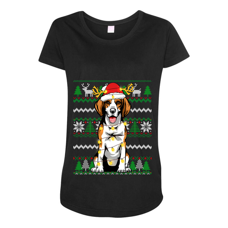 Beagle Christmas Lights Xmas Matching Family Dog Lover 129 Dog Lover Maternity Scoop Neck T-shirt by permad | Artistshot