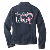 Womens May Contain Wine Shirt Women Oenophile Winemaker Gift Idea T Sh Ladies Denim Jacket | Artistshot