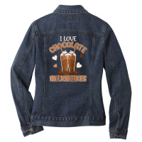 I Love Chocolate Milkshakes Funny Ice Cream Gifts Raglane Ladies Denim Jacket | Artistshot