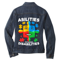 Abilities Outweigh Disabilities Autism Awareness Inspiring Ladies Denim Jacket | Artistshot