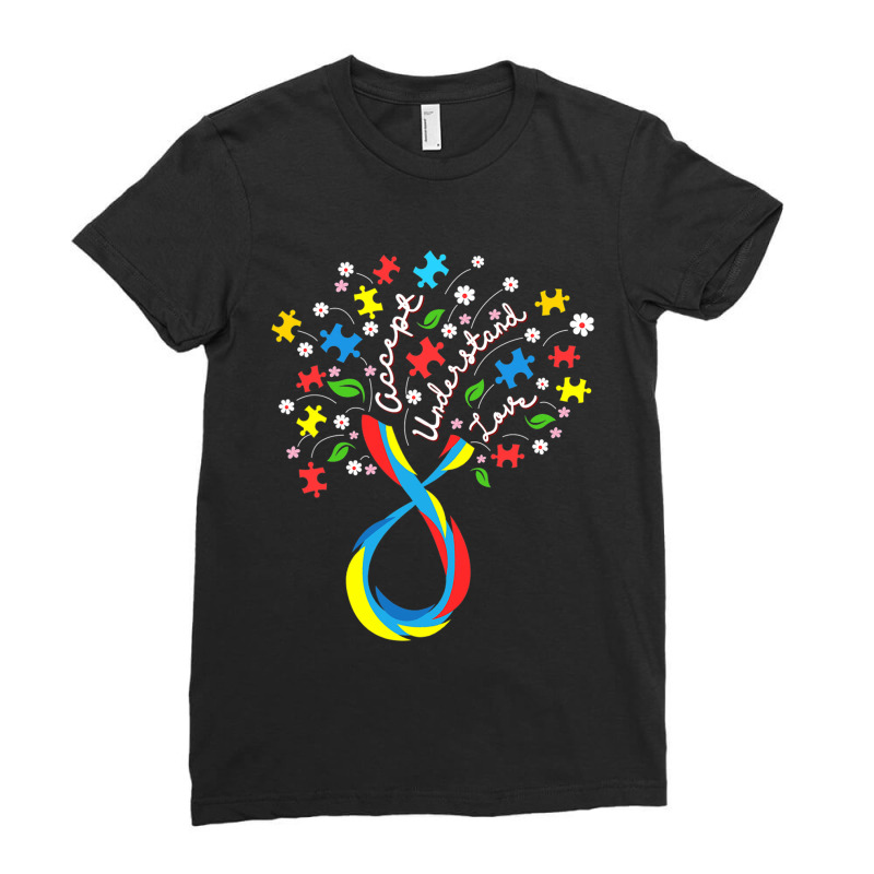 Accept Understand Love Flower Autism Awareness Day Ladies Fitted T-Shirt by mrlee | Artistshot