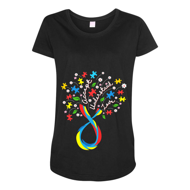 Accept Understand Love Flower Autism Awareness Day Maternity Scoop Neck T-shirt by mrlee | Artistshot