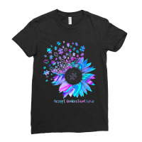 Accept Understand Love Sunflower Funny Autism Awareness Ladies Fitted T-shirt | Artistshot