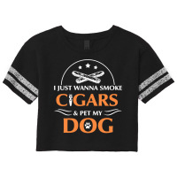 I Just Want To Smoke Cigars And Pet My Dog Cigarsdog Loves Long Sleeve Scorecard Crop Tee | Artistshot