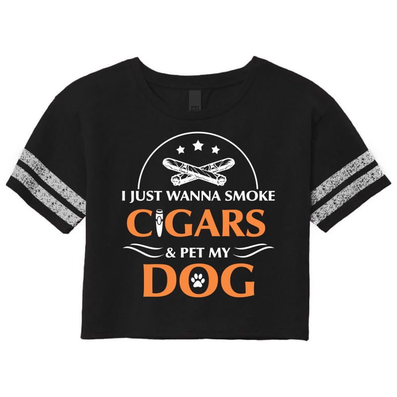 I Just Want To Smoke Cigars And Pet My Dog Cigarsdog Loves Long Sleeve Scorecard Crop Tee by adrienskradski | Artistshot